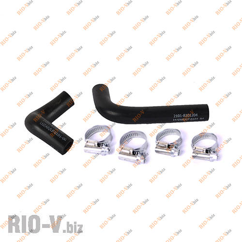 Фотография Патрубок отопителя 2101 + хомуты (печки) к-т 2 шт Лузар