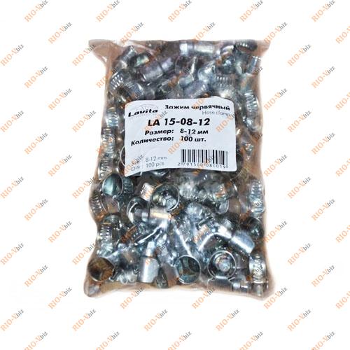 Фотография Хомут червячный 08-12 мм (в упак. 100 шт) Lavita