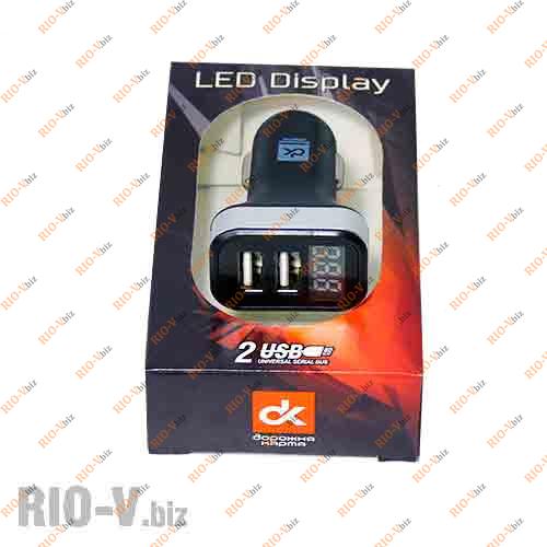 Зарядное устройство 2USB LED Display черный ДК Фотография Зарядное устройство 2USB LED Display черный ДК