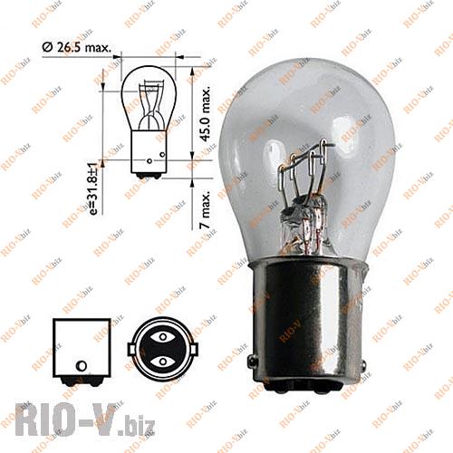 Лампа двоконтактний P21 / 4W 12V Philips іномарка Фотография Лампа двоконтактний P21 / 4W 12V Philips іномарка