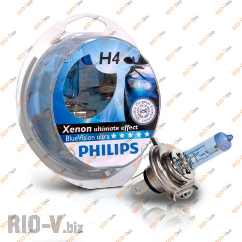 Лампа H4 12V Р43 60 / 55W Philips +50 Вlue Vision Фотография Лампа H4 12V Р43 60 / 55W Philips +50 Вlue Vision