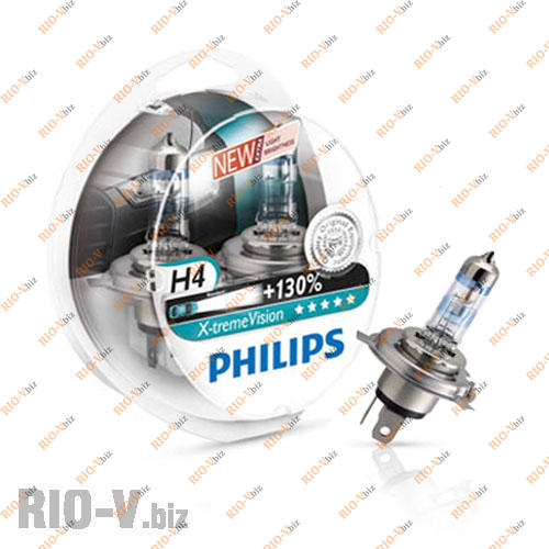 Лампа H4 12V Р43 60 / 55W Philips +130 X-treme Vision Фотография Лампа H4 12V Р43 60 / 55W Philips +130 X-treme Vision