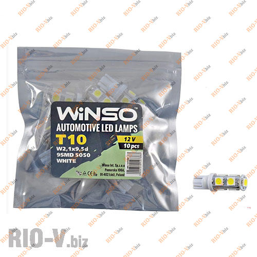 Світлодіод Winso W2.1x9.5d T10 12V 9LEDS SMD 5050 WHITE Фотография Світлодіод Winso W2.1x9.5d T10 12V 9LEDS SMD 5050 WHITE