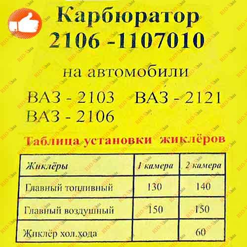 Фотография Ремкомплект карбюратора 2106 Вебр коричневий