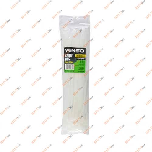 Хомут пластик 4,8 * 300 (в упак. 100 шт) білий WINSO Фотография Хомут пластик 4,8 * 300 (в упак. 100 шт) білий WINSO