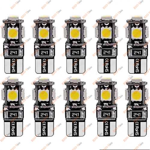 Фотография Лампа б / ц LED Т10 12V 5 діода біла доп.сопротівленіе (обманка)