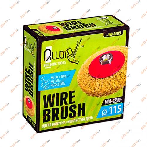 Фотография Щітка конусна кручена дріт 115мм, М14х2 Alloid