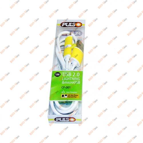Кабель USB Micro/Apple 1м желтый круглый CP-001Y PULSO Фотография Кабель USB Micro/Apple 1м желтый круглый CP-001Y PULSO