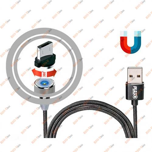 Фотография Кабель USB магнитный Micro 2,4А, 1м черный MC-2301M BK PULSO