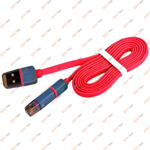 Фотография Кабель USB Micro/Apple 1м красный плоский CP-002R PULSO