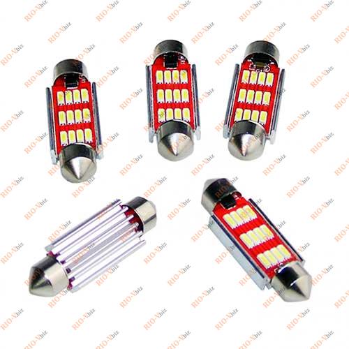 Фотография Лампа салона LED 36 мм 12V 12 диодов (металл,красный радиатор) WHITE NTS