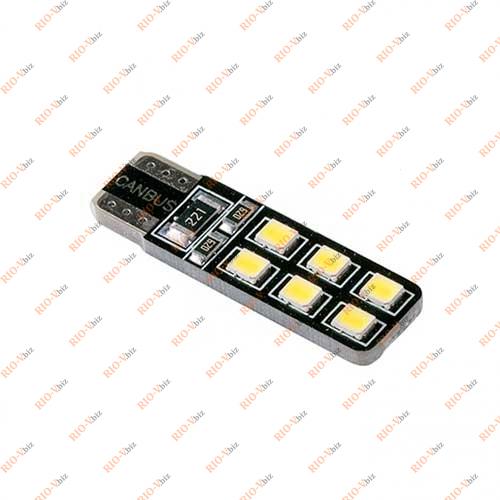 Лампа б/ц LED Т10 12V 12 діодів 1W біла опір PULSO Фотография Лампа б/ц LED Т10 12V 12 діодів 1W біла опір PULSO