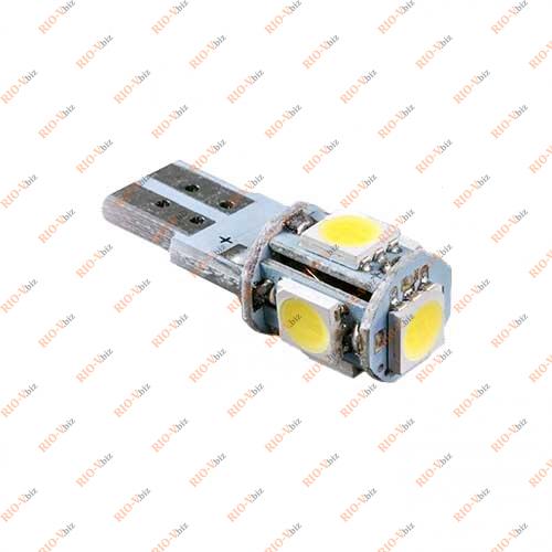 Лампа б/ц LED Т10 12V 5 діодів 0.5W біла опір PULSO Фотография Лампа б/ц LED Т10 12V 5 діодів 0.5W біла опір PULSO