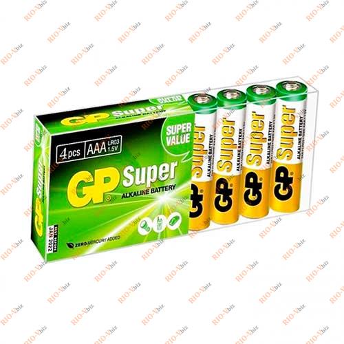 Батарейка GP SUPER ALKALINE 1.5V 24A-U4 лужна, LR03, AAA Фотография Батарейка GP SUPER ALKALINE 1.5V 24A-U4 лужна, LR03, AAA