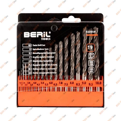 Фотография Набор сверл по металлу HSS 19 шт 1.0-10.0 мм BERiL