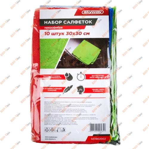 Фотография Салфетка микрофибра 30 х 30 (в упак. 10 шт) SKYWAY