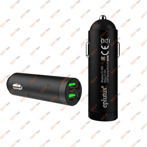 Автомобильное зарядное устройство 2 USB черный 12-24В Eplutus Фотография Автомобильное зарядное устройство 2 USB черный 12-24В Eplutus