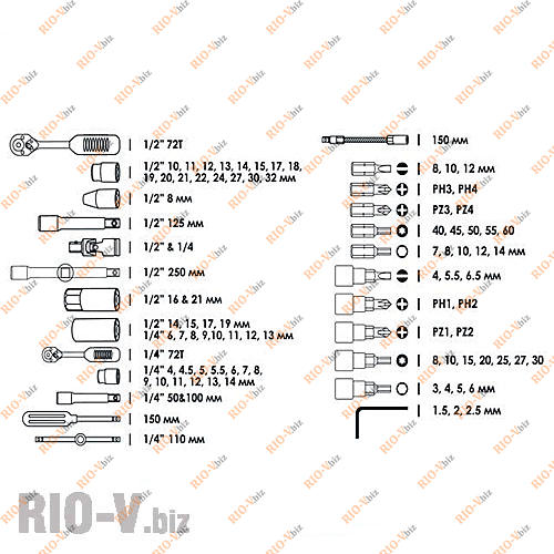 Фотография Набор инструментов 94 ед Intertool