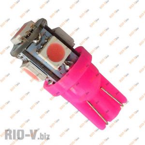 Лампа б/ц 5 диодов красный - 5W5-T10-12V-5SMD-red