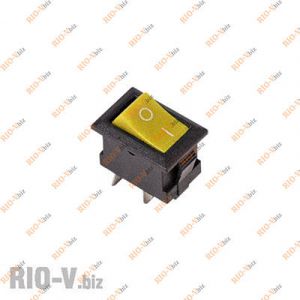 Кнопка ON-OFF-ON прямоугольная малая, желтая КНР - 107-yellow