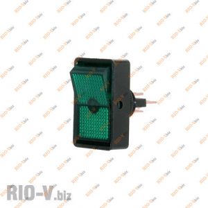 Кнопка ON-OFF прямоугольная, зеленая с подсветкой КНР - 11D-green