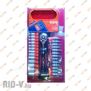 Набор насадок торцевых с трещоткой 1/4 28 шт Miol - 58-157