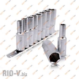 Набор головок шестигранных удлиненных 10-22 мм 8 шт Intertool - ET-6009