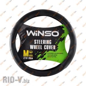 Оплетка на руль M (37-39 см) Winso черно-серая белая основа (перфорированная) 140320 - 140320