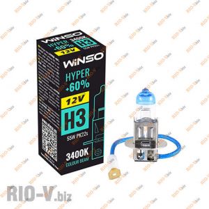 Лампа Winso Halogen HYPER H3 12V +60% 55W PK22s - Winso-H3+60
