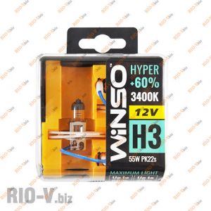 Лампа Winso Halogen HYPER H3 12V +60% 55W PK22s SET - 712330