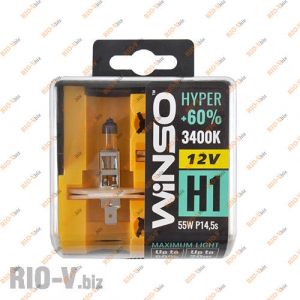 Лампа Winso Halogen HYPER H1 12V +60% 55W P14.5s SET - 712130