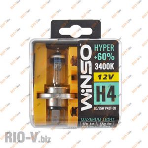 Лампа H4 12V 60/55W P43t-38 SET Winso +60% Halogen HYPER - 712430
