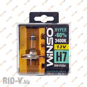 Лампа Winso Halogen HYPER H7 12V +60% 55W PX26d SET - 712730