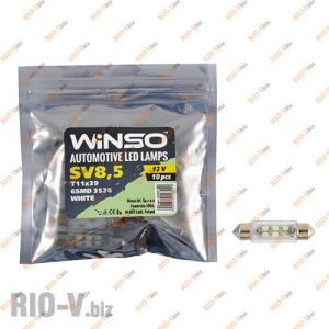 Светодиод Winso SV8.5 T11x39 12V 6LEDS  SMD 3528 WHITE - 127490