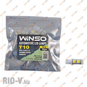 Светодиод Winso W2.1x9.5d T10 12V 9LEDS  SMD   5050 WHITE - 127380