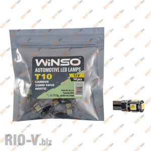 Светодиод Winso W2.1x9.5d T10 12V 5LEDS  SMD  Canbus 5050 WHITE - 127370