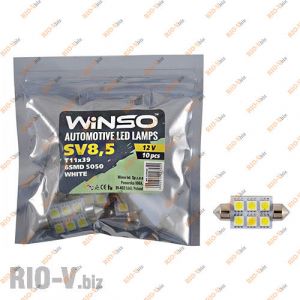 Светодиод Winso SV8.5 T11x39 12V 6LEDS  SMD 5050 WHITE - 127450
