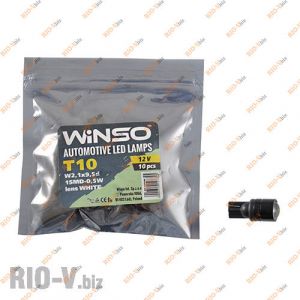 Светодиод Winso W2.1x9.5d T10 12V 1LED  SMD  0,5W with lens WHITE - 127340