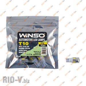 Светодиод Winso W2.1x9.5d T10 12V 6LEDS  SMD 5630 with lens  WHITE - 127320