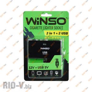 Двойник в прикуриватель Winso 2 в 1+2USB,12V+USB 5V - 200110