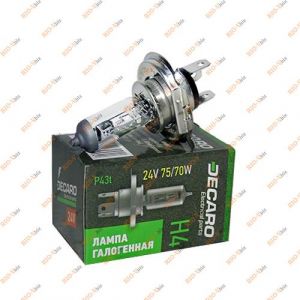 Лампа H4 24V Р43 75/70W Decaro - DEC-H424V75/70WP43T