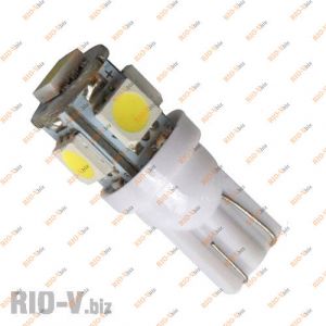 Лампа б / ц 5 діодів білий - T10-W5W-12V-5SMD-white