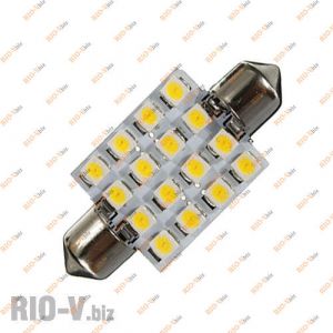 Лампа салону 12V 36 мм 16 діодів білий - T11-16led-36mm-white