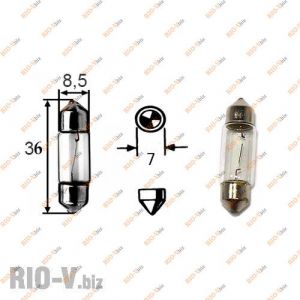 Лампа салону 36 мм C10W 12V Tes-Lamps - 12V10WТ11*35-SV8.5