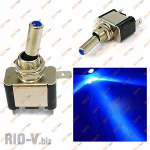 Тумблер ON-OFF без кришки з синім підсвічуванням - SAC1-blue