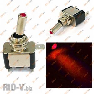 Тумблер ON-OFF без кришки з червоним підсвічуванням - SAC1-red