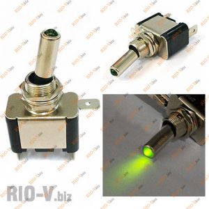 Тумблер ON-OFF без кришки із зеленим підсвічуванням - SAC1-green