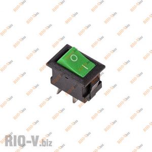 Кнопка ON-OFF-ON прямокутна мала, зелена КНР - 107-green