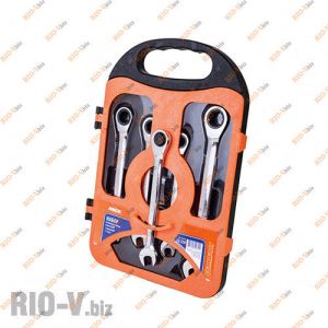 Набір ключів комбінованих з трещетка 5 шт CRV 72 зуцба Miol - 52-250