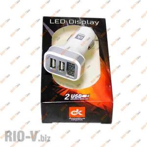 Зарядний пристрій 2USB LED Display білий ДК - DK-CT04W